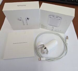 Apple AirPods 2nd Generation with Box, Wireless Charging Case and Cable - White